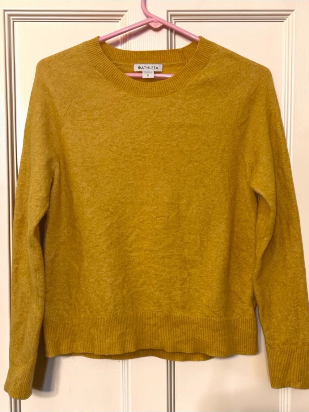 Athleta Hawthorn Crew Merino Wool Blend Sweater – Mustard Yellow, Size Small
